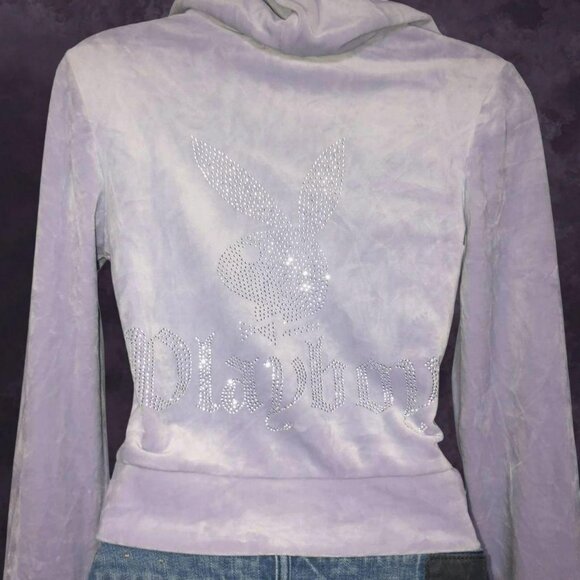 Playboy Rhinestone Zip Up - Picture 2 of 7